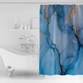 thumbnail image 2 of Gold Blue Marble Texture Shower Curtain, 72" x 72", Abstract Gradient Water Ripple Waterproof Bathroom Curtain Washable Shower Curtain Set with 12 Hooks, 2 of 6