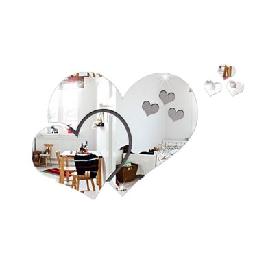 Self Adhesive Heart Shape Mirror Background Wall Sticker Decal for Living Room Bedroom Bathroom Decoration