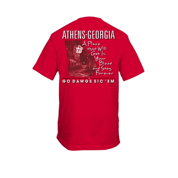 New World Graphics UGA Stay Forever Short Sleeve Graphic T-Shirt-Red-Small