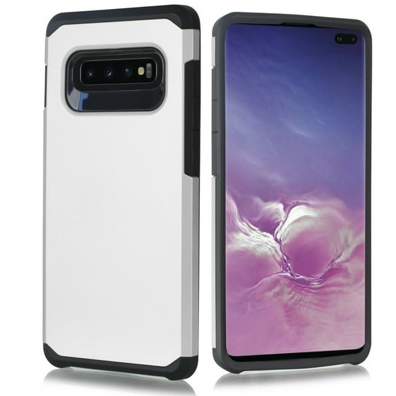 for 6.4" Samsung Galaxy S10 Plus Slim Case Dual Layer Protective Case Hard Back Cover Soft TPU Inner and Shockproof Bumper Raised Bevel Design Enhance Camera Scratch Resistant TPU Phone Case Silver