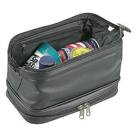Body Bonus Kit - Jumbo Leatherette Framed Travel Kit with Top Zip Opening and Zip-Around Bottom for Bonus Travel Items