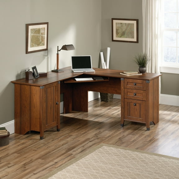 Sauder Carson Forge Corner Computer Desk, Washington Cherry Finish