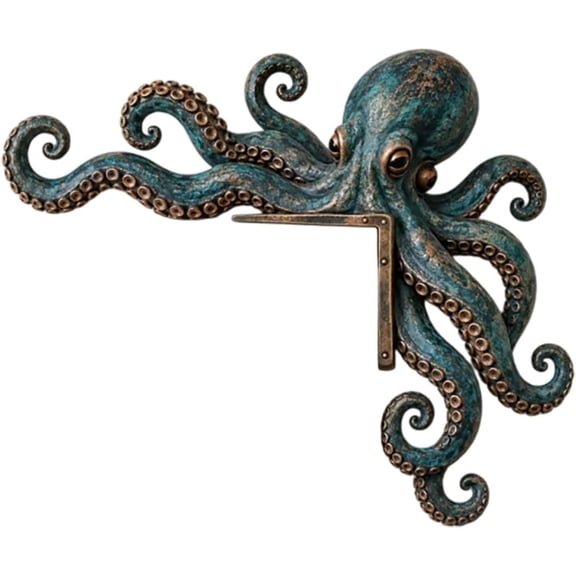 Octopus Door Topper Corner Wall Decor, Nautical Coastal Ocean Themed Door Frame Ornament for Home Decor Teal, 1 Pcs