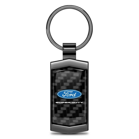 iPick Image for Ford Super-Duty Real Black Carbon Fiber Gunmetal Metal Case Key Chain, Official Licensed