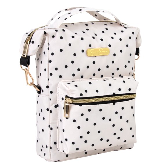 Jessica Simpson Mini Backpack Tote for Women, Going Out, Work, Commuting & Traveling in White Polka Dot