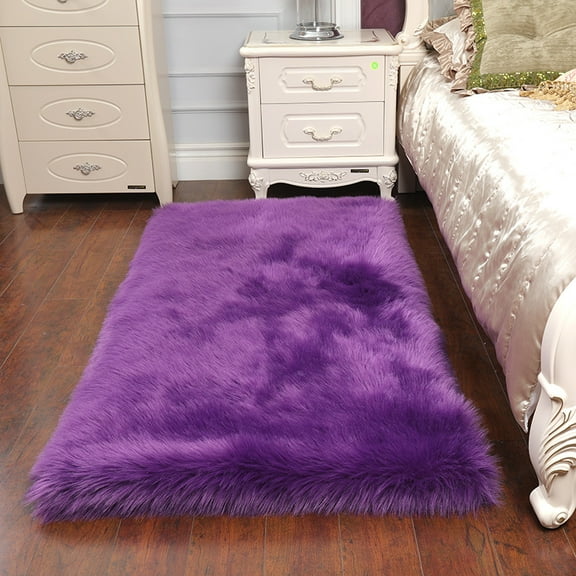 Soft Rectangle Fur Area Rug 1.64x4.92ft Purple Shaggy Fluffy Rugs Long Plush Carpet Floor Mat for Bedroom Living Room Decor