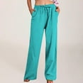 thumbnail image 2 of Charella Womens Cotton Linen Pants Elastic Waist Drawstring Wide Leg Casual Comfy Lounge Trousers with Pockets (2XL, Mint Green 1), 2 of 8