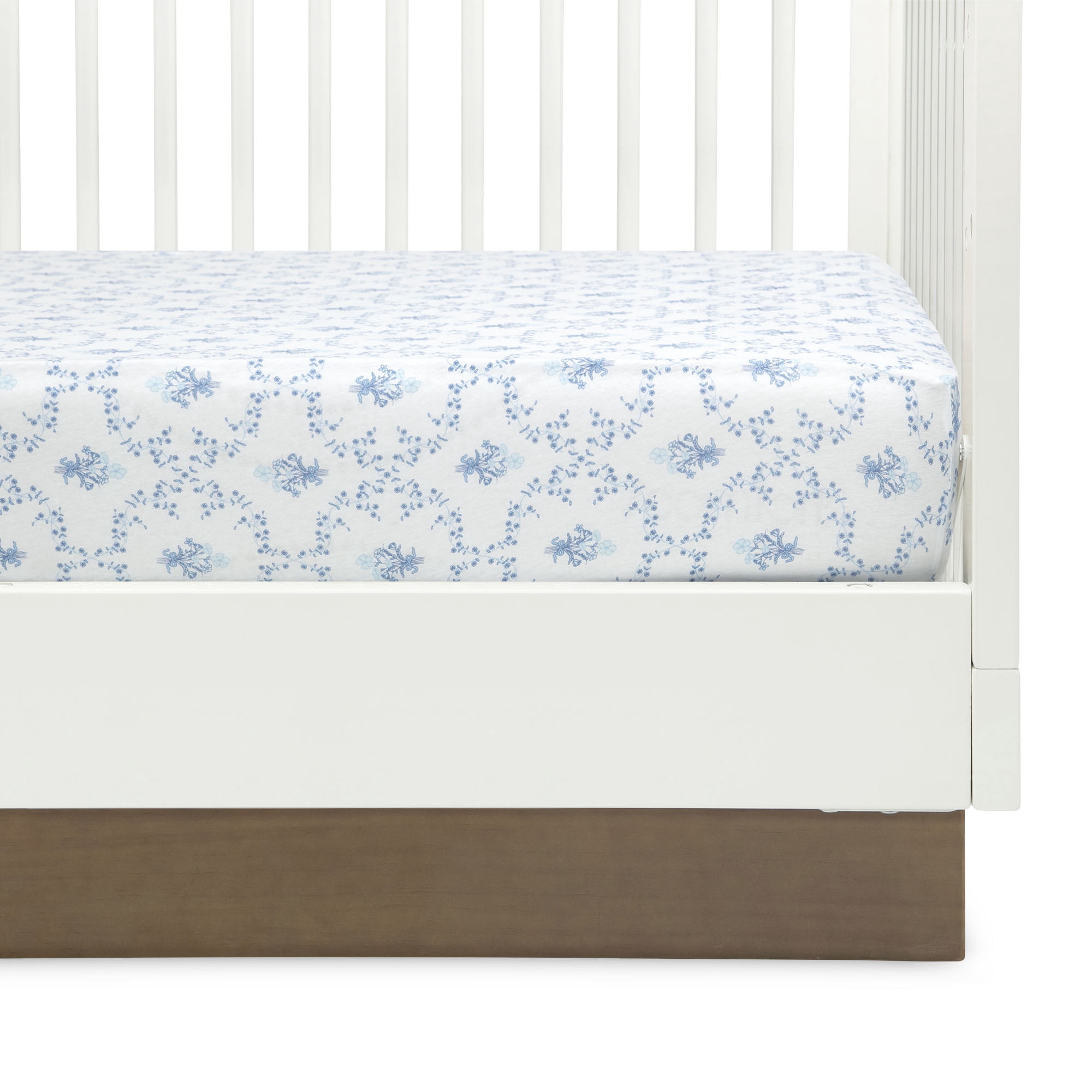 Delta Children Fitted Crib Sheets for Girls and Boys - 100% Organic Cotton Crib Sheet for Standard Crib and Toddler Mattresses - 28x52 Inch - GOTS Certified (Pack of 2), Blue Botanicals