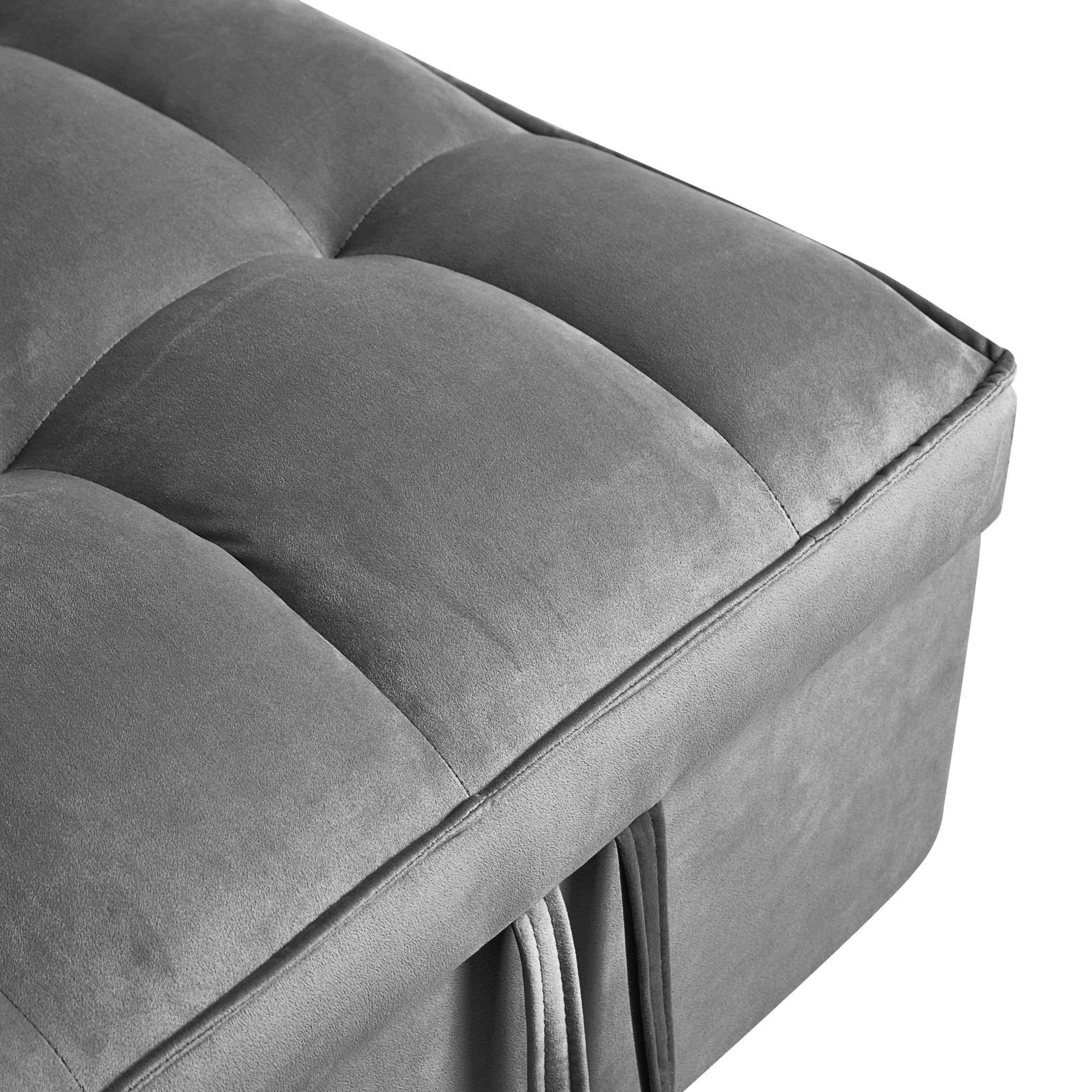 BSHTI 3 in 1 Convertible Pull-Out Loveseat Sofa Bed with 3-Level Adjustable Backrest – Velvet Tufted Sleeper Chair with Side Pockets for Small Spaces, Apartment, Office,Dark gray