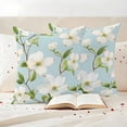 thumbnail image 3 of Flower Floral Outdoor Waterproof Pillow Covers, Country Branch Leaves Watercolor Blue Decorative Square Throw Pillowcase Sofa Cushion Sham for Patio/Couch/Chair, 20"x20" 2 Pack, 3 of 8