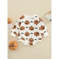 thumbnail image 3 of FOCUSNORM Halloween Baby Girl Boy Clothes Pumpkin Romper Sweatshirt Onesie Long Sleeve Bodysuit Top, 3 of 8