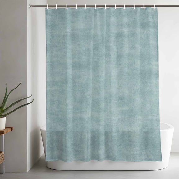 Minimalist Teal Green Bathroom Shower Curtain, Vintage Art Distressed Pattern Farmhouse Waterproof Washable Soft Bath Curtain for Bathtub Decor with 12 Hooks&Grommet, 36x72in