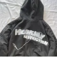 thumbnail image 5 of Sudadera con capucha estilo urbano Y2k para hombre, estilo japonés, harajuku, hip hop, anime, con estampado gráfico, color negro, de gran tamaño, estilo gótico, 5 of 5