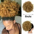 thumbnail image 2 of Qarigey Clip de cola de caballo afro sintético, peinado único con facilidad y moño de pelo sintético afro rizado corto Cuidado del cabello Marrón Negro, 2 of 6