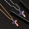 thumbnail image 4 of GKNET Men Women American Flag Cross Pendant Necklace Religious Delicate Jewelry Rope Chain 24"-Silver, 4 of 7