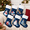 Blue-6, variant on White 6 Pack 20 Inch Cotton Quilted Christmas Stockings for Holiday Fireplace Decor