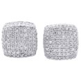 thumbnail image 3 of Diamond 3D Cube Studs Mens 10K White Gold Round Pave Square Earrings 1.25 CT., 3 of 5