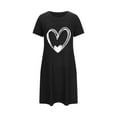 thumbnail image 5 of Sakmal Playful Womens Moomoo Nightgown Lightweight Oversized Black Moomoo Dress Short Sleeve Short Heart Print Crew Neck Nightgowns S-2XL, 5 of 5