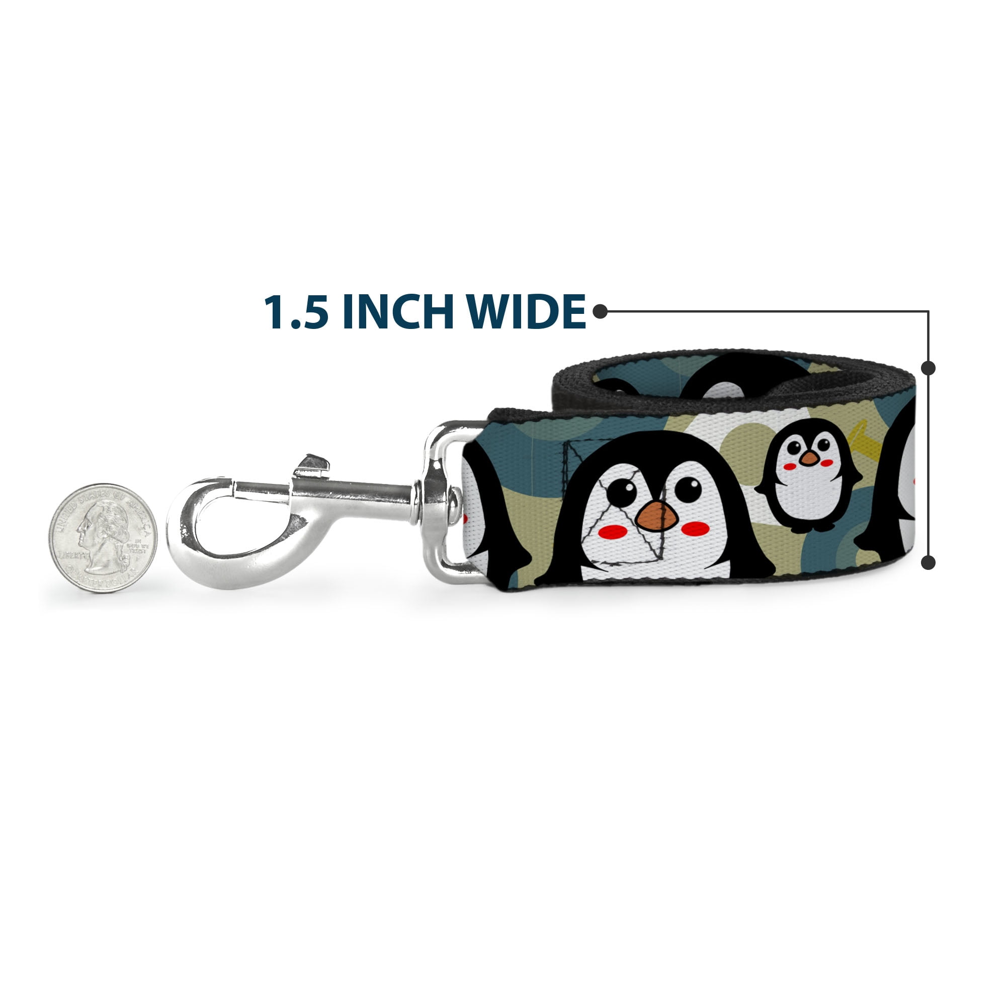 Buckle-Down Pet Leash, Dog Leash, Penguin Cartoon, 6 Feet Long 1.0 Inch Wide
