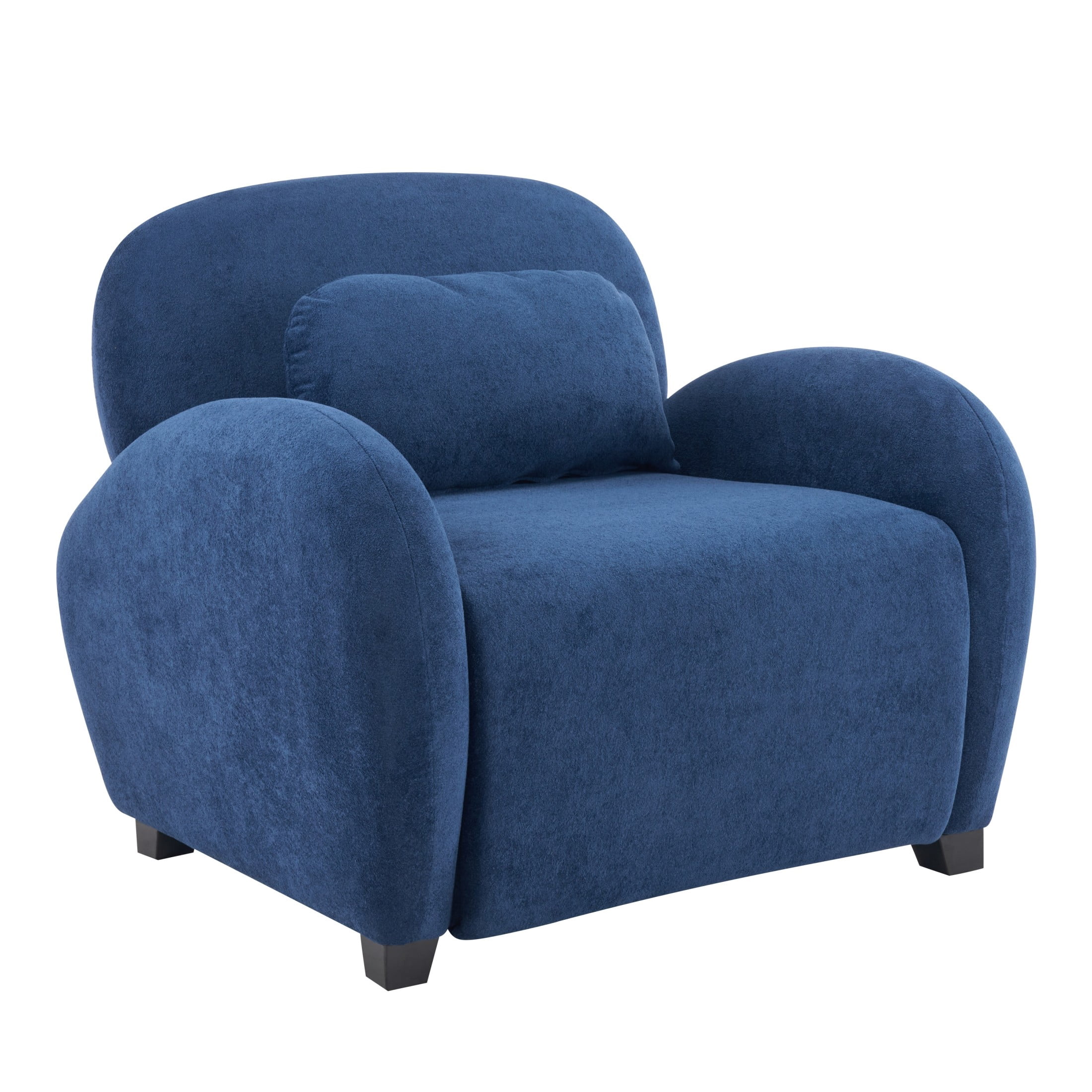 Christopher Knight Home 35" Modern Velvet Accent Armchair with Lumbar Pillow, Rubberwood Legs, Blue