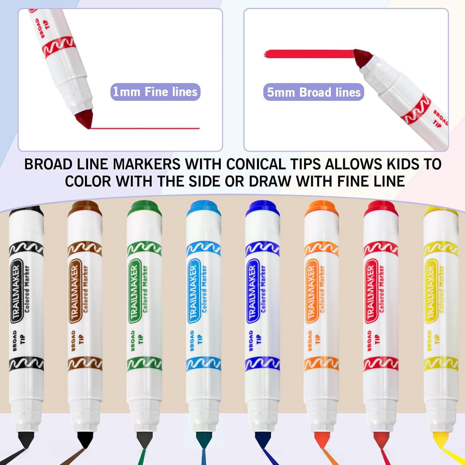 100 Pack of Bulk Wholesale Broad Line Washable Coloring Markers Containing 8 Markers Each Pack in Multiple Colors Total 800 Markers Total