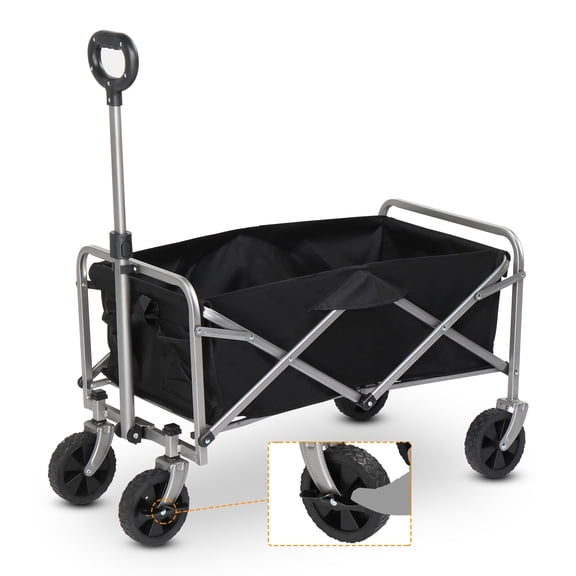 Wagon Folding Cart Collapsible Garden Beach Utility Outdoor Camping Sports Black