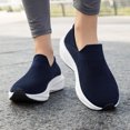 thumbnail image 5 of Men's Slip‑On Shoes Knit Upper Casual Walking Sneakers with Curved Thick Midsole for Daily Indoor and Outdoor Casual Activities, 5 of 6
