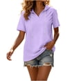 thumbnail image 2 of IUYRTFE Women's Short Sleeve Hooded Sweatshirt Drawstring Casual Pullover Top with Pocket, 2 of 8