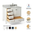 thumbnail image 3 of Ariel Cambridge 37 In. Right Offset Oval Single Sink Vanity With Carrara White Marble 0.75 In Countertop In White, 3 of 10