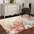 thumbnail image 3 of Red Coral Coastal Area Rugs 3'x5', Small Throw Rugs for Living Room Bedroom, Summer Beach Ocean Shells Starfish Turtle Indoor Outdoor Rug Non-Slip Low Pile Carpet Runner Reversible Floor Mats, 3 of 8