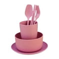 thumbnail image 1 of Lipstore 6 Pieces Reusable Straw Dinnerware Set, Kids Tableware Set, Spoons Forks Plates Pink, 1 of 8