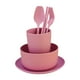 thumbnail image 1 of Juego de vajilla de paja reutilizable de 6 piezas, juego de utensilios, platos, vasos, tenedores y cubiertos, juego de vajilla para niños para Rosa, 1 of 8