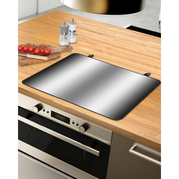 nqOlkjepod Large Induction Cooktop Protector Mat 36"x21", Ombre Black White Stove Top Covers for Electric Stove, Simple Abstract Striped Farmhouse Stove Burner Cover Mats, Glass Top Stove Cover