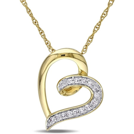 Miabella Diamond Accent 10kt Yellow Gold Heart Pendant, 17