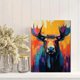 thumbnail image 2 of Qisvanset Framed Canvas Wall Art 12x16 Inch Colorful Abstract Moose Panoramic Canvas Art, 2 of 5