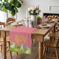 thumbnail image 3 of Happy Easter Table Runner, Easter Rabbits Eggs Floral Grass Pink Background Cotton Linen Kitchen Table Decoration Washable Dining Tabletop Runners for Home Party Decor 13x60 Inches, 3 of 9