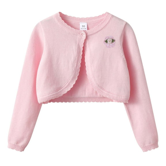 Fleece Jacket For Kids Kids Girls Crochet One Button Cardigan Knitted Cropped Shawl Coat Long Sleeve Cover Up Little Girls Clothes