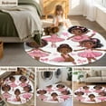 thumbnail image 6 of Round Rugs 5 Ft, Pink Ballet Dancer Non Slip Area Rugs for Kitchen Bedroom Entryway, Cute Cartoon Girls Bow-knot Love Star Washable Carpet Runner Rug Floor Mats for Bedroom Home Decor, 6 of 9