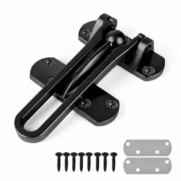 Adjustable Door Security Bar with 2 Latches for Kids Safety, Front/Inside Door Reinforcement