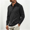 thumbnail image 2 of Hngshg Mens T-Shirts Big and Tall Comfy Button Up Collared Tops Long Sleeve Solid Color Pullover Tee Shirts, 2 of 7