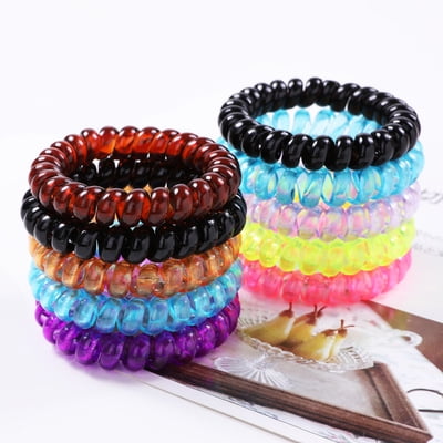 para coleta,soporte para coleta,coleteros de pelo transparente,coleteros coloridos en espiral a granel para mujeres y niñas,cabello grueso y fino(50pcs)