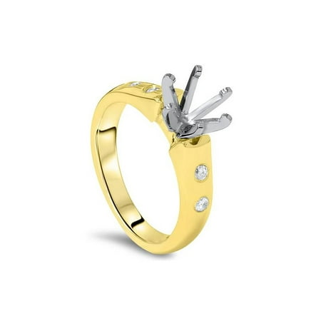 Diamond Palladium Engagement Setting - Diamond Cathedral Semi Mount Engagement ring Solid 14K Gold Setting
