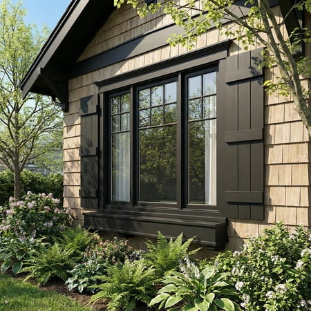 14"W x 55"H EverColor Joined Board-n-Batten Exterior Viny Shutters, w/Installation Shutter-Lok's & Matching Screws (Per Pair), Black