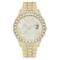 Jewelry On Clearance Luxurious Full Diamond Steel Strip Ms Quartz Analog Watch Diamond Watch Gold