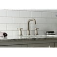 thumbnail image 3 of Kingston Brass KS1418RKX Webb Widespread Bathroom Faucet with Knurled Handle and Push Pop-Up Drain, Brushed Nickel, 3 of 8