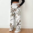 thumbnail image 6 of zaveiop Camo Pants Women Baggy Fleece Y2K Camouflage Cargo Pants High Waisted Wide Leg Drawstring Jogger Sweatpants (White, L), 6 of 9
