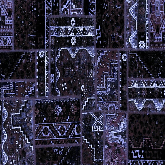 Ahgly Company Machine Washable Indoor Square Patchwork Blue Transitional Area Rugs, 3' Square