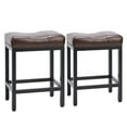 thumbnail image 3 of Yardi Yard Modern Bar Stools Set of 2, Counter Height Bar Stools, 2 Packs Stools with Leather Seat Cushion and Steel Frame for Kitchen Island, Brown, 3 of 7