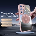 thumbnail image 4 of Designed for Samsung Galaxy S23 Crystal Clear Back Case, Luxury Case with Lens Protector Drop Protective Magnetic Rotating Ring Kickstand Shockproof Thin Fit Phone Case Cover, Pink, 4 of 7