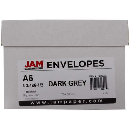UPC: 0701936230782 | JAM Paper & Envelope A6 Envelopes  4 3/4 x 6 1/2  Dark Gray  250/Pack